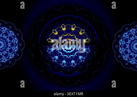 premium blue background with gold mandala Stock Vector