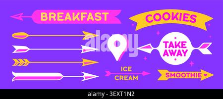 Arrow, signboard, direction. Bright colorful arrow Stock Vector