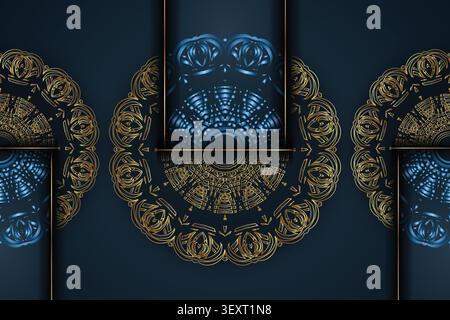 premium gold blue decorative pattern backdrop Stock Vector