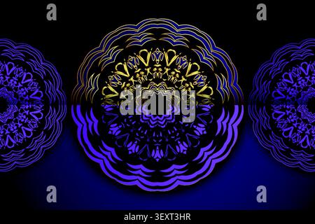 deep blue gold geometric mandala background Stock Vector