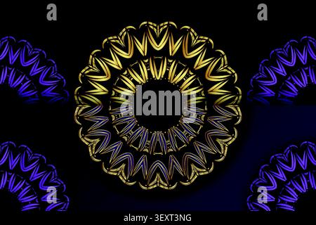 ornate navy gold abstract mandala texture Stock Vector
