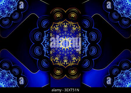 abstract luxury mandala gold navy background Stock Vector