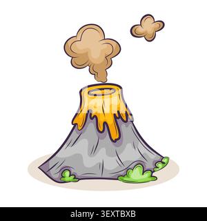 A vector illustration of a volcano with lava and smoke Stock Vector