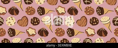 Chocolate candy seamless pattern vector illustration for textile fabric and sweet wrapper design Stock Vector