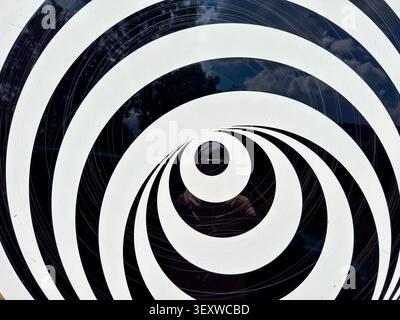 black and white spiral hypnotic illusion Stock Photo