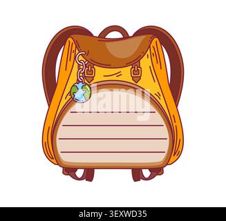 Travel yellow backpack kids memo note template Stock Vector