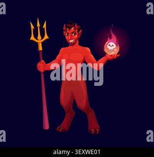 Halloween cartoon devil scary character game icon Stock Vector