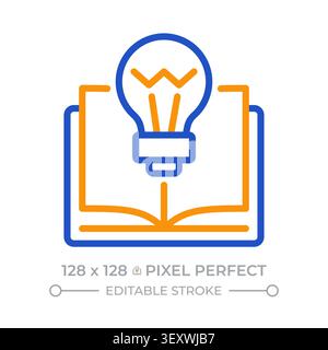 Knowledge pixel perfect two color line icon Stock Vector