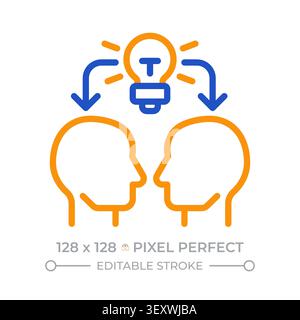 Knowledge sharing pixel perfect two color line icon Stock Vector