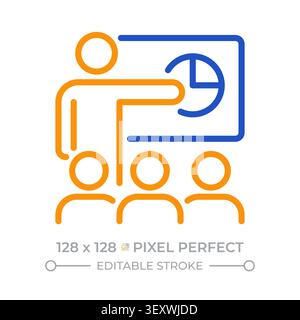 Presentation pixel perfect two color line icon Stock Vector