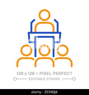 Speaker performance pixel perfect two color line icon Stock Vector