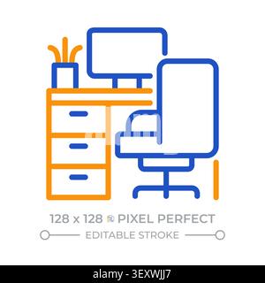 Workspace pixel perfect two color line icon Stock Vector