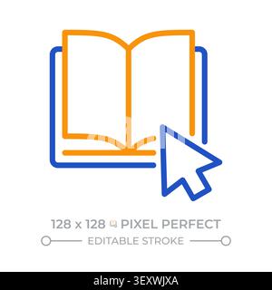 Digital library pixel perfect two color line icon Stock Vector