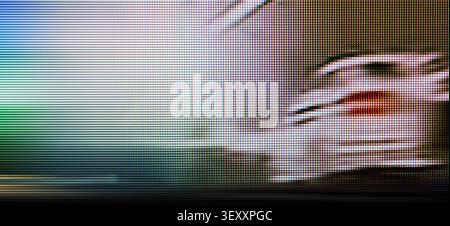 Digital screen showing abstract pixel art and visual interference creating a technological background Stock Photo