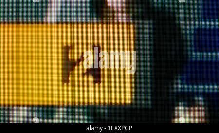 Number 2 displaying on a modern digital screen with visible pixels Stock Photo