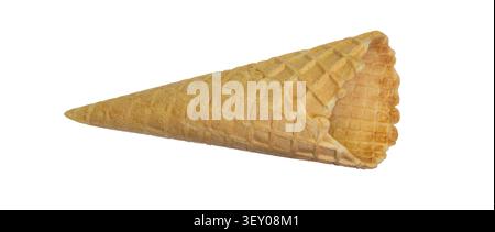 Empty waffle ice cream cone isolated on white background Stock Photo