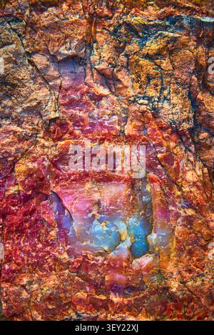 Colorful Petrified Log Texture with Mineral Patterns and Cracks Stock Photo