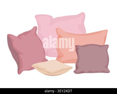 Pillows vector hand drawn illustration. Bed sleep cushions Stock Vector