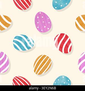 Easter eggs seamless pattern. Colorful watercolor vector illustration Stock Vector