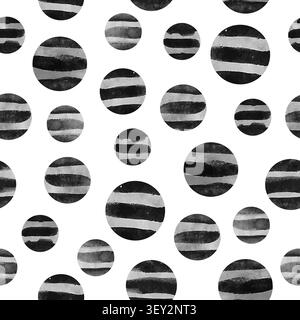 Black watercolor circles seamless pattern. Vector dotted print Stock Vector