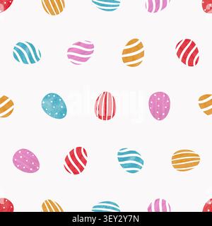 Easter eggs seamless pattern. Colourful polka dot vector illustration with eggs Stock Vector