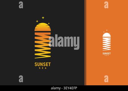 Sunset reflection logo symbol icon design Stock Vector