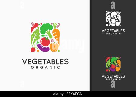 Vegetable square logo symbol icon design Stock Vector