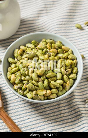 Healthy Roasted Soy Bean Snack with Sea Salt Stock Photo
