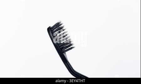 Black Toothbrush Head Isolated on White Background Stock Photo