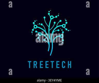 Tree technology or tech icon with circuit plant Stock Vector