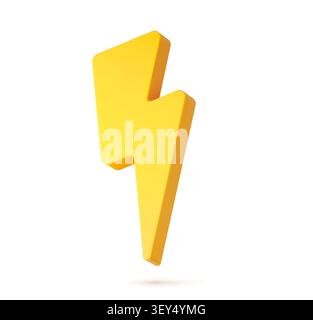 Yellow lightning, 3D thunder bolt or energy flash Stock Vector