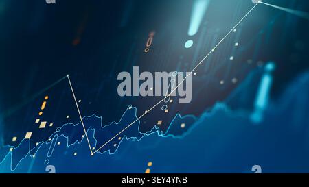 Stock exchange trading chart shows price movements and trends over time in digital format Stock Photo