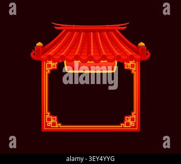Oriental Asian roof frame, Japanese Chinese gate Stock Vector