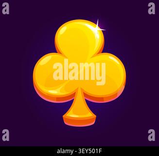 Golden clubs of card suit for casino poker game UI Stock Vector