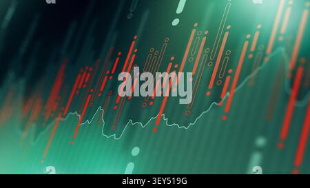 Graph shows stock exchange trading data over time in a digital format Stock Photo