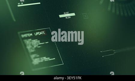 System update display showing data about facial recognition and surveillance activities Stock Photo