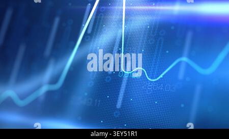 Stock exchange trading chart shows price movements over time with line graphs Stock Photo