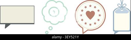 A soft flat illustration strip featuring decorative communication elements. Stock Vector