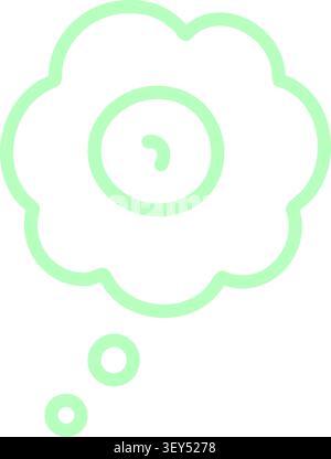 Flat illustration of a rounded mint green thought bubble with a spiral center and small trailing circles Stock Vector