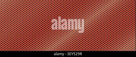 Red perforated seamless pattern. Steel grill surface texture with circular holes. Stock Vector