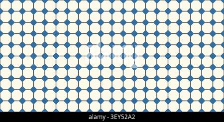 Blue square ceramic tile pool pattern background. Seamless vintage mosaic grid. Stock Vector