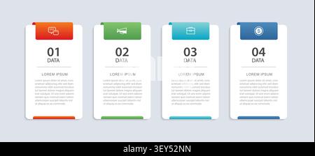 Business infographic banner with four steps option data template. Stock Vector