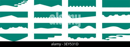 Set of website dividers with wave and zigzag borders. Green header shapes for banner, poster and page design. Stock Vector