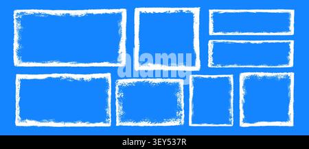 Frozen snow ice frames with frosty texture overlay vector illustration set. Stock Vector
