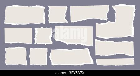 Ripped paper pieces with jagged edges form striking design element vector illustration set. Stock Vector