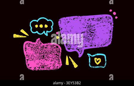 Magenta and purple crayon irregular text blobs. Stock Vector