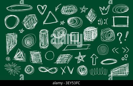 Pen doodles and scribbles form chaotic handwritten textures vector illustration set. Stock Vector