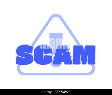 Scam warning monochromatic blue reaction word Stock Vector