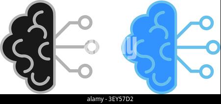 Artificial Intelligence Brain Neural Network Vector Icon Set for Tech Design Stock Vector
