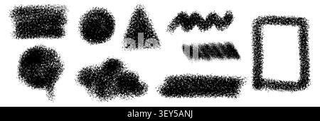 Decorative noise grain frames and blobs with textured spray edges and soft gradients. Modern abstract vector collection is perfect for social media Stock Vector